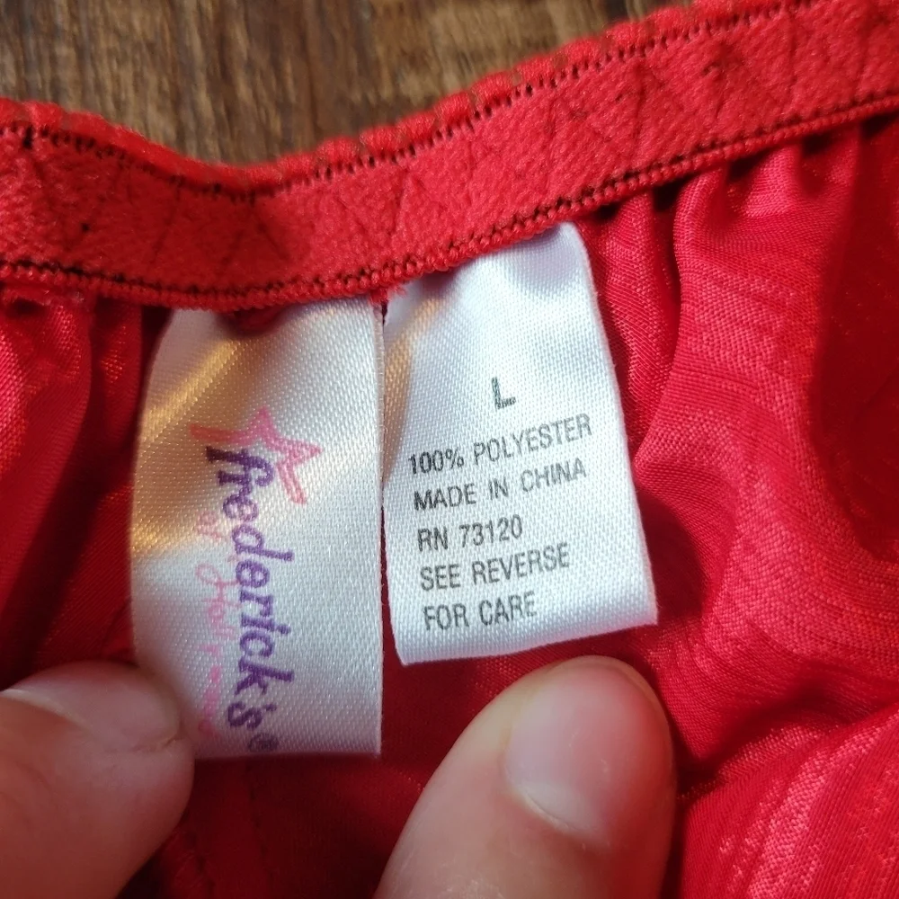 Frederick's Of Hollywood Red Silky 2 Piece Lingerie Set